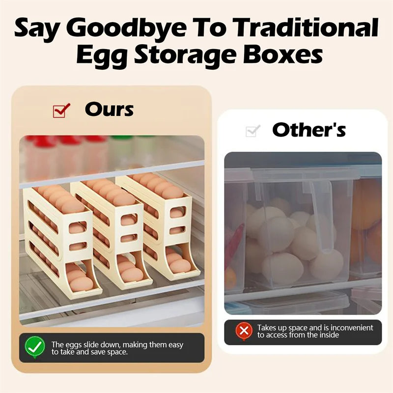 Refrigerator Egg Storage Box Automatic Scrolling Egg Holder Kitchen Large Capacity Dedicated Rolling Egg Storage Box for Kitchen