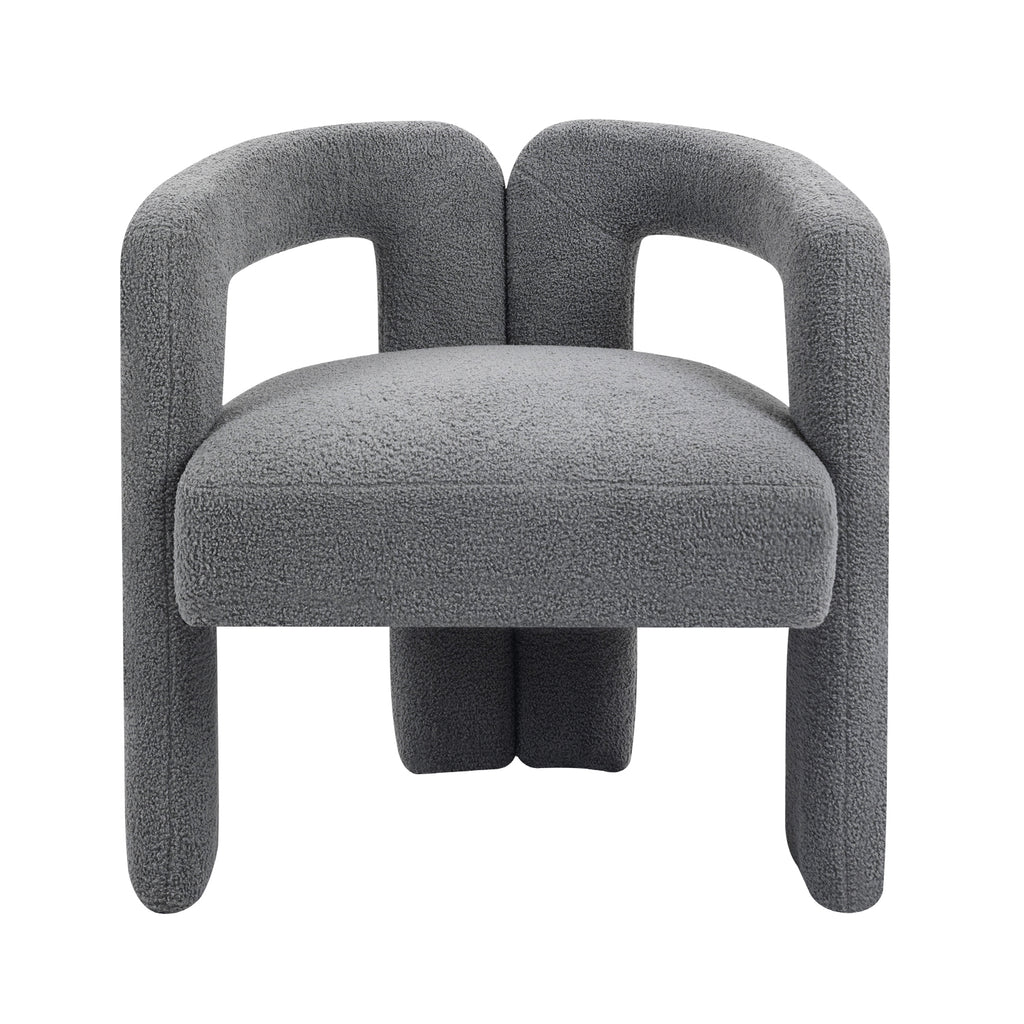 Teddy fabric modern design dining chair,open-Back ,modren kitchen armchair for Dinging Room(GREY)