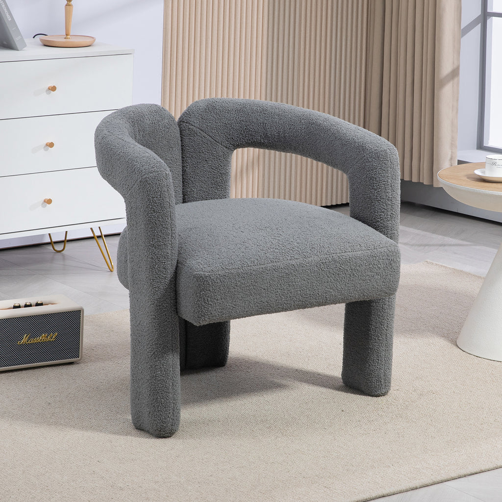 Teddy fabric modern design dining chair,open-Back ,modren kitchen armchair for Dinging Room(GREY)