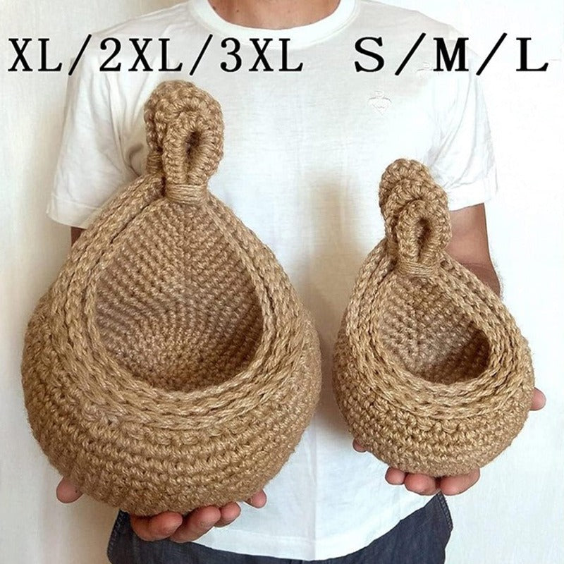 Wall hanging vegetable and fruit basket storage basket Bohemian handmade woven mesh bag kitchen storage tool