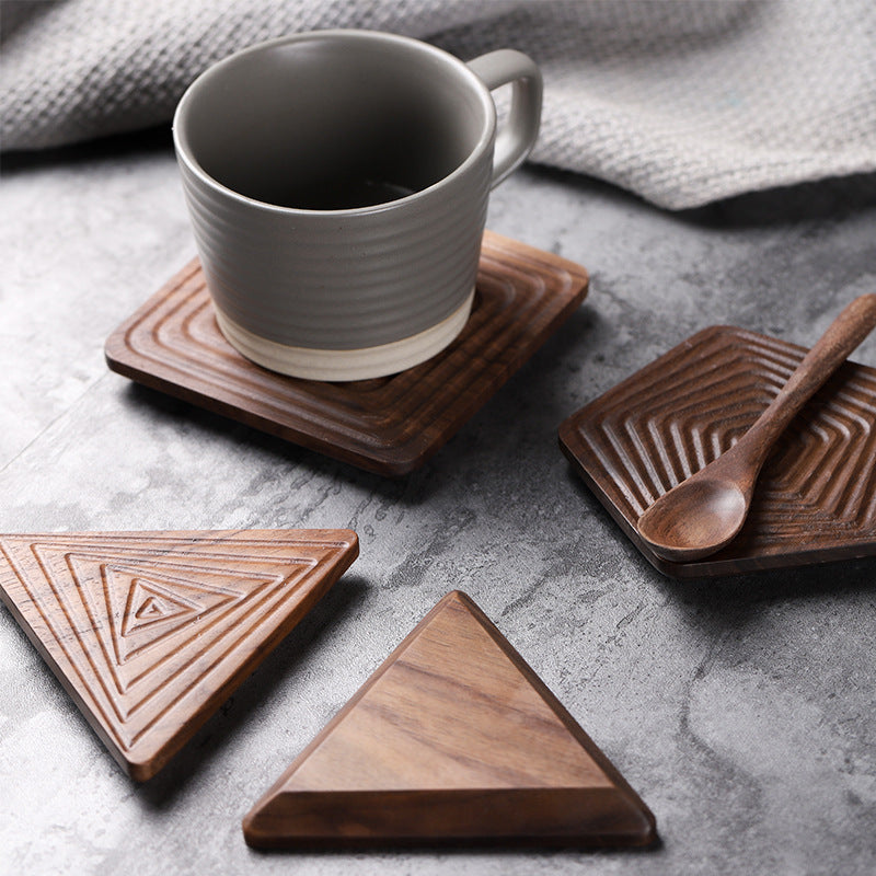 Black Walnut Solid Wood Tea Coaster Insulation Pad Coffee Coaster Water Cup Cup Holder Heat-Proof Pad Tea Art Accessories - Homemade Tomato