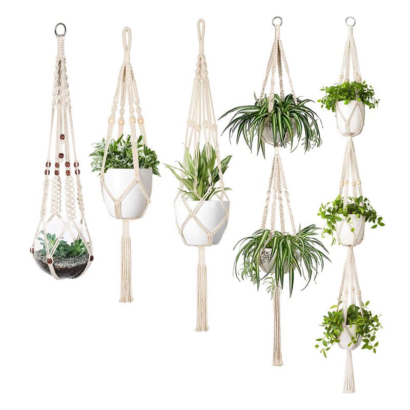 Macrame Plant Hanger Set Of 5 Indoor Wall Hanging Planter Basket Flower Pot Holder - Homemade Tomato