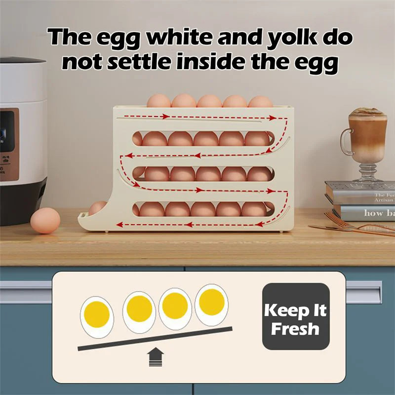 Refrigerator Egg Storage Box Automatic Scrolling Egg Holder Kitchen Large Capacity Dedicated Rolling Egg Storage Box for Kitchen