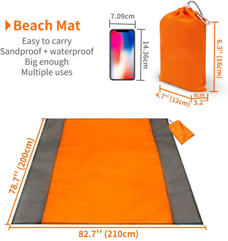 Beach Mat Picnic Blanket, Extra Large 200 x 200cm Beach blanket Waterproof Sandproof Water Resistant Picnic Blanket  Camping - Homemade Tomato