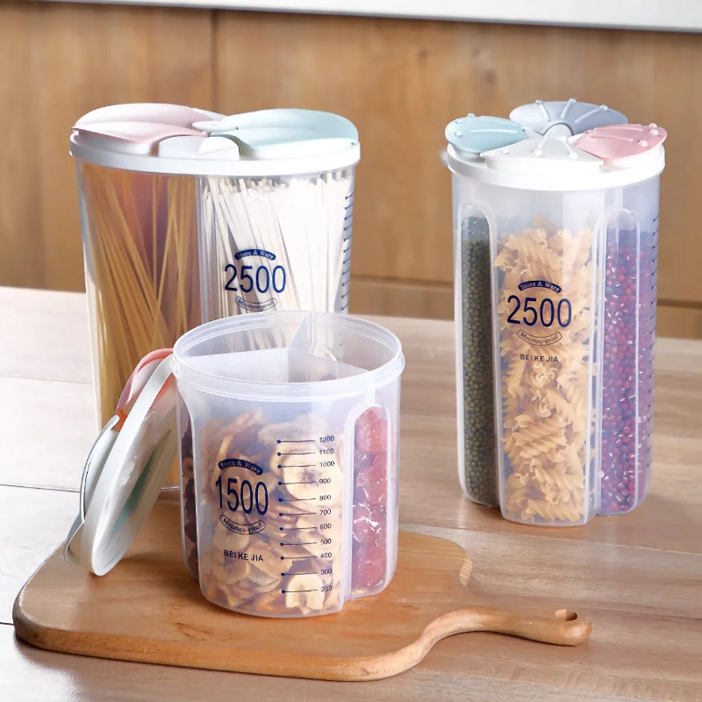 1 X multi-grain storage box 2 3 or 4 spacesTransparent Plastic Storage Box Dry Dried Food Storage Box Container Box store food