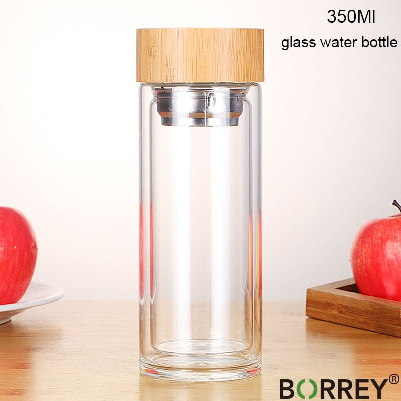 450Ml Glass Water Bottle Anti-scald Double Wall Tea Bottle With Infuser Filter Strainer Office Clear Drinking Bottle - Homemade Tomato