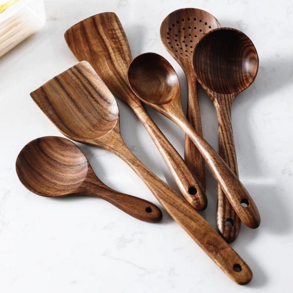 Teak Natural Wood Utensils - Homemade Tomato