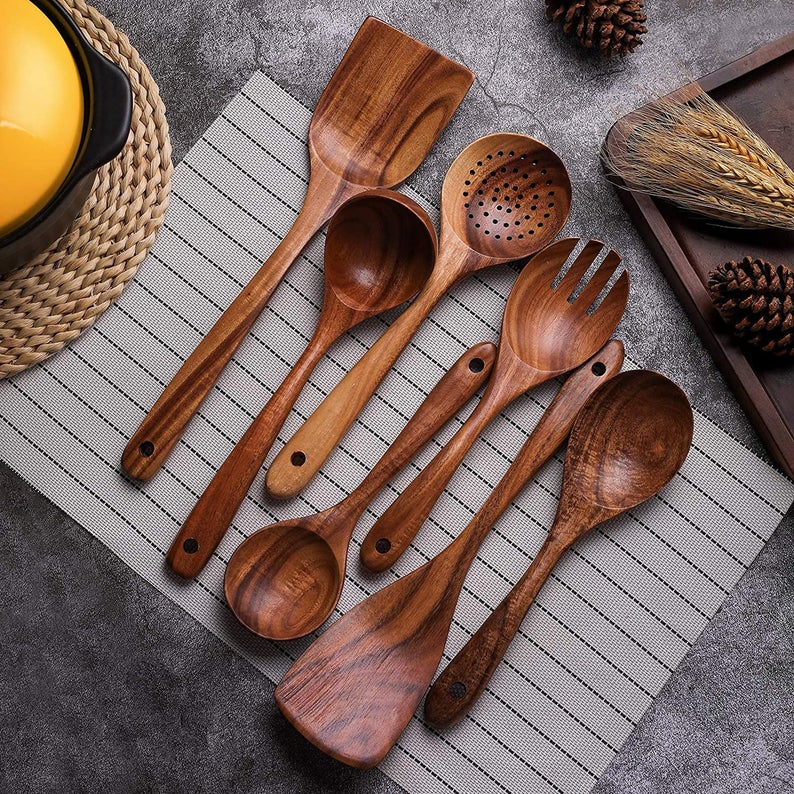 Teak Natural Wood Utensils - Homemade Tomato