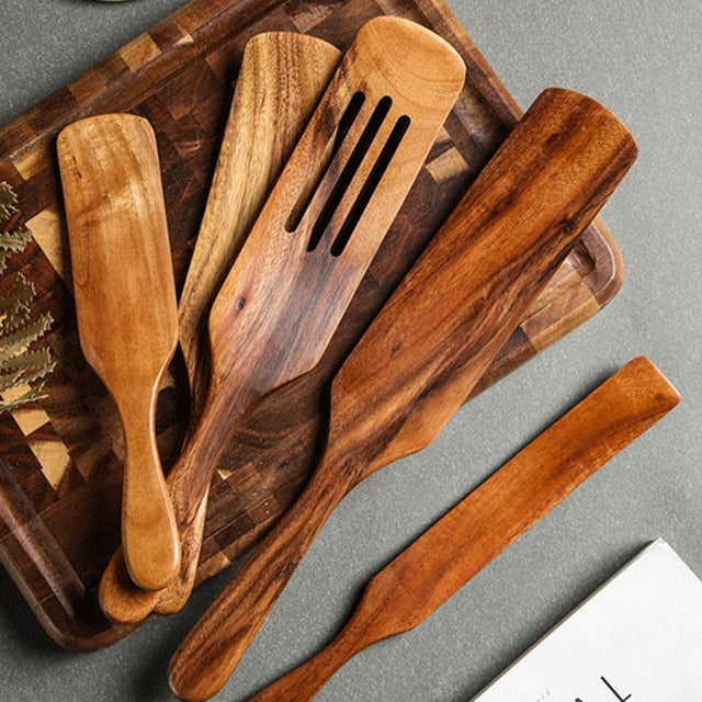 Teak Natural Wood Utensils - Homemade Tomato